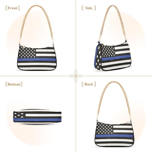 Image of Shoulder Bags for Women American US Flag Independence Day Patriotic Hobo Tote Handbag Small Clutch Purse with Zipper Closure