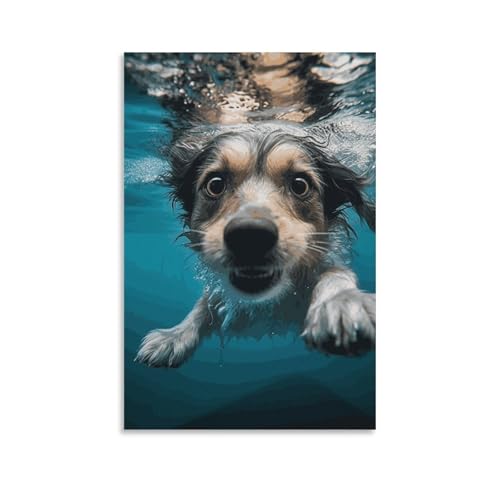 Poster pour salon de chien sous-marin en peinture sur toile chic