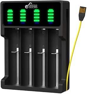 18650 Battery Charger,AA Battery Charger,Universal Smart LED 4 Slots Charger for 3.7V Li-ion Rechargeable Battery 18650 26650 21700 18350 17670 17500 16340(RCR123) 14500, Ni-MH Ni-CD AA AAA Batteries