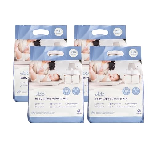 Image of Ubbi Fragrance-Free Baby Wipes, 99% Water Based, Plant Based Wipes, Hypoallergenic for Sensitive Skin with Chamomile, Vitamin E & Aloe, EWG Verified, 12 Pack (864 Wipes Total)