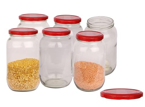 Image of Pure Source India Metal Red Lug Cap Lid for Glass jar, 12 Pieces, 82 mm