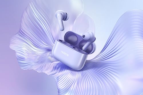 Image of realme Buds T200 TWS Earbuds, Hi-Res Audio, LDAC, IP55 Water Resistant, 12.4mm Dynamic Bass Driver, 32dB ANC, 50h Playback (Purple)