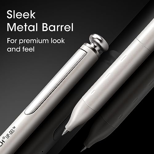 Image of WRITECH Gel Pens Fine Point: Premium Metal Barrel Retractable 0.7mm Black Ink Pen 2ct with 2 Refills No Smear & Bleed Quick Dry Smooth Writing Silent Click Luxury Up-Gel