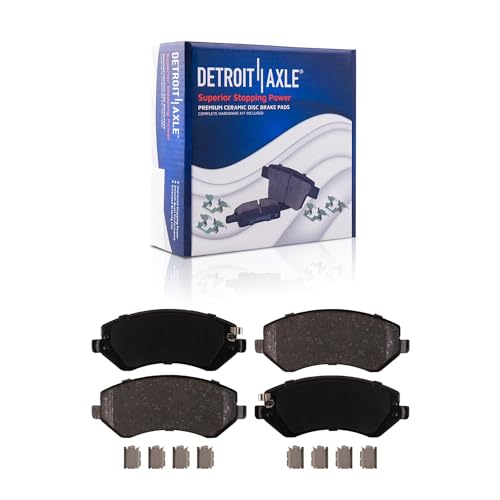 Image of Detroit Axle - 4pc Brake Pads for 2003-2007 Jeep Liberty, 4 Front and Rear Ceramic Brake Pads 2004 2005 2006 Replacement