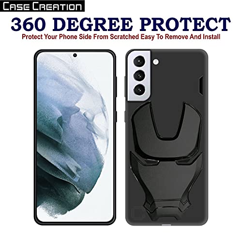 Image of COVERLY Official 3D Touch Feel Trending Real Hero Avenger Logo Mask Soft Rugged Grip Iron Man Super Power Cartoon Movie Engraved Silicone Matte Strong Back Cover for Samsung Galaxy S21 (2020) - Black