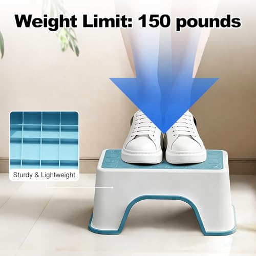 Image of 5 Inch Height Step Stool, 11.8 inch L x 7.5 inch W Toddler Step Stool | One Step Stools for Kids, Small Child Foot Stool for Bed, Bathroom, Toilet, Potty Training - Blue 11.8 inch L x 7.5 inch W x 5''H