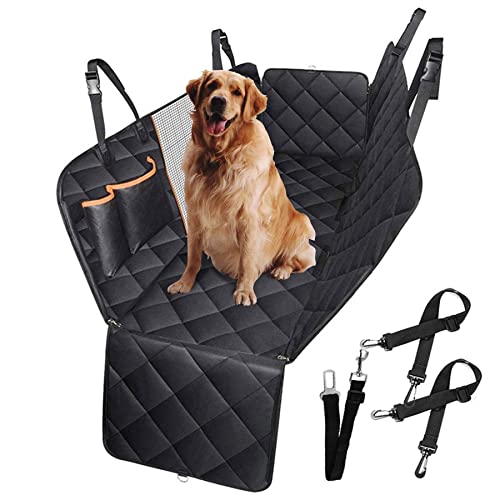 CALIYO Hundedecke Auto Rückbank, Autoschondecke Hund Rücksitz mit Seitenschutz und Sichtfenster, Wasserdicht & Kratzfest - Universal hundematte Auto (Schwarz)