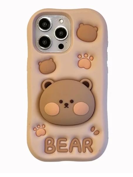 MIDOS Back Cover Compatible With iPhone 15 Pro Max Soft Silicone 3D Cute Cartoon With Holder Full Protective Case For iPhone 15 Pro Max (Bear),Beige (B0CZJPLBHX) Amazon Price History, Amazon Price Tracker