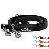 FREUDENTIER Hundeleine 2m – Verstellbare Führleine - Weich gepolstert, liegt angenehm in der Hand - Robuste Leine Hund für mittelgroße & große Hunde - Model Clyde (Schwarz, 20mm)