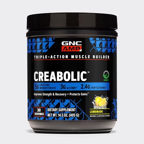 GNC AMP Creabolic - Creatine Monohydrate Powder - High-Potency 5g Creatine with HMB & PeptiStrong -...