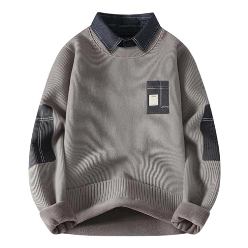 Abrigo de punto con cuello camisero cálido chaqueta de forro polar manga larga casual