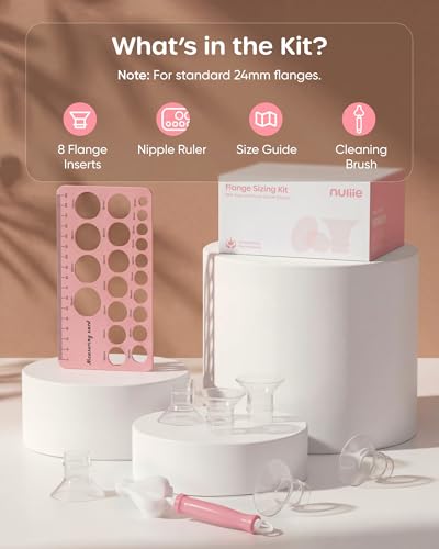 Nuliie 8PCS Silicone Flanges Insert Replacement Kit, Flange Sizing Kit 13mm for 24mm Flange/Shield Breast Pumps, Pumping Essential Kit for Moms