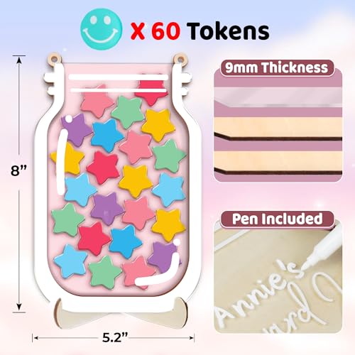 Image of 2 Pack 60 Token Star Poop Reward Jar Magnetic for Kids Potty Training Toddlers Teacher Classroom Board Incentive Good Behavior Management Tools Back to School Girls Boys RWJ-CB1