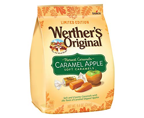 Werther's Original (1) Bag Harvest Caramels Soft Caramels - Caramel Apple Flavored - Soft and Creamy Individually Wrapped Limited Edition Halloween/Fall Candy Net Wt. 9.4 oz