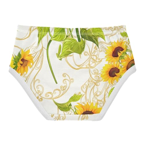 Florals Toddler Underwear Floral 2t Cotton Panties for Girl Vintage Sunflowers Beige Undies Kids Briefs2