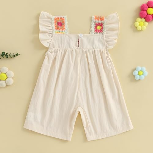 Newborn Baby Girl Bubble Romper Crochet Outfits Floral Ruffle Sleeveless Onesies Jumpsuit Overalls Boho Summer Clothes3