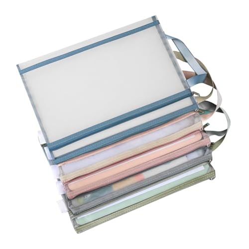 10 PCS Bolsas de Almacenamiento para Juguetes, Bolsa de Documentos A4 Doble Capa con Asa y Cremallera, Bolsa de Nailon Malla Organizadora Transparente para Bloques, Puzzles y Juguetes de Baño