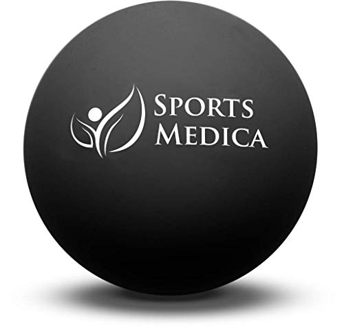 Pelota Fitness de Lacrosse Negra - Perfecta para la Terapia de Masaje de Puntos Gatillo, Lesiones y Recuperación - INCLUYE SERIE DE VÍDEOS Y MANUAL GRATUITOS