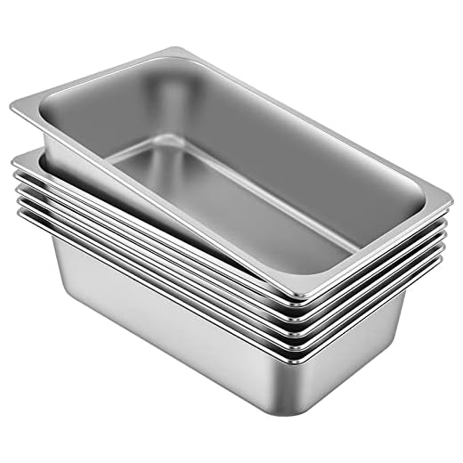 Mophorn 6 Pack Hotel Pan Full Size 6-Inch Steam Table Pan Full Size 22 Gauge/0.8mm Thick Stainless Steel 20x12x6 Inch Anti Jam Steam Table Pan