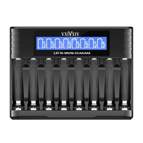 VXIVXIV Ni-MH AAA AA Batteriladdare,8 Platser Ni-MH Batteriladdare Ni-MH AA Laddare AAA Batteriladdare för 1.2V Ni-MH Ni-CD AA AAA Batteri