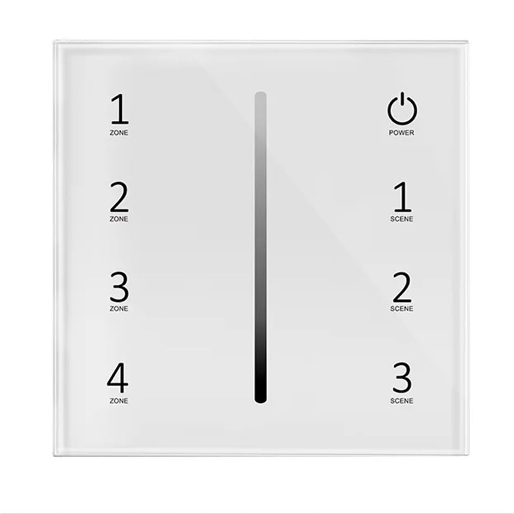 AC110V-240V 4 Zonen Touch Panel 0-10V Dimmer T18-1 4CH Kanal Glas Controller Fit for SMD5050 Einfarbige LED Streifen Lichter Band(White)