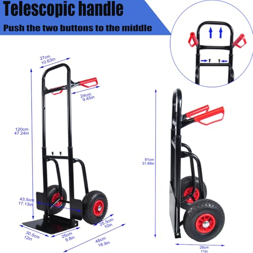Carretilla de mano resistente 330 lb con ruedas de goma miniatura 3