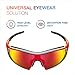 ToolFreak Reevo Safety Glasses - Red Mirror Lens - UV U6 & Impact Protection ANSI z87.1 Rated, Wraparound Lens, Non-Slip Grip, Padded Brow, Pouch & Neck Cord For Men & Woman