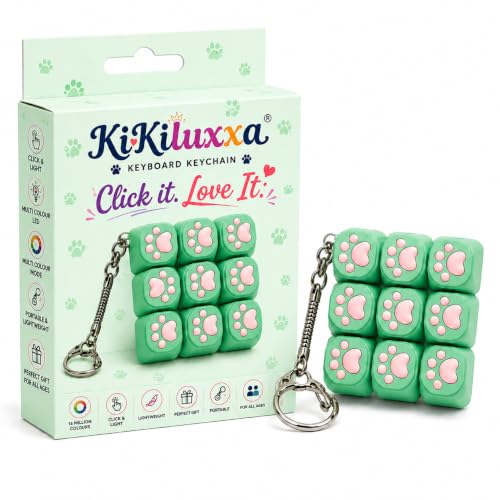 Image of KiKiluxxa LED Keyboard Keychain,Clicky Fidget Playing Keybord, Mechanical Switch Keychain for Stress Relief, Gift for Gamers & Girls and Boys-Mint Green