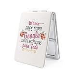 Movilshop Miroir à Main Double Face Rectangulaire Phrase [Maman Vous êtes comme Google, Vous avez des réponses pour Tout] - Coiffeuse Pliante Portable de Poche pour Voyage. Cadeaux Originaux