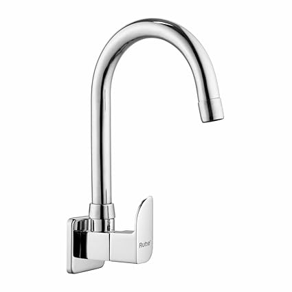 Ruhe Pristine Sink Cock with Swivel Spout Brass Faucet/Tap | 15 Inches Spout | Wall Mount | Chrome Finish Faucet/Tap for Kitchen Sinks