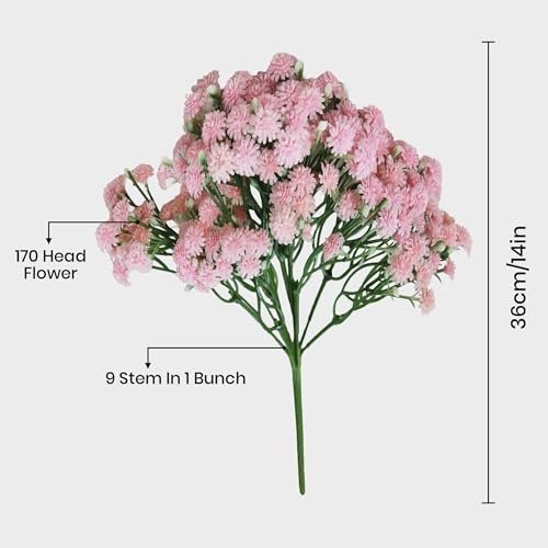 Image of Art Street Babys Breath Pink Flowers Artificial Gypsophila Bouquets Flowers | New Year Mothers Day Gifting, Faux Flowers for Vases | Decoration Items for Living Room| Set of 3 (Size: 14 Inch)