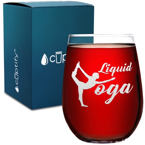 Liquid Yoga 17 oz Stemless Wine Glass - Funny Gift for Women