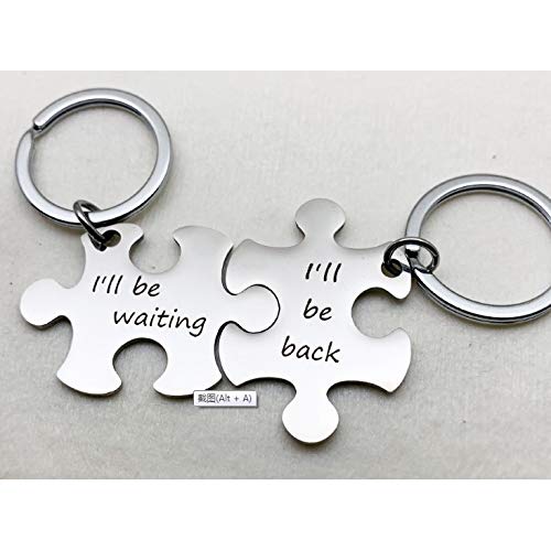 Image of SIlver Valley Two Set Puzzle Keychain Customised Personolised Name Keyring Stylish Couple Gift for Girlfriend Boyfriend Available in Four Colors (Silver)