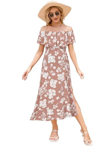 Image of Maternity Dress Women's Off Shoulder Split A Line Casual Maxi Dress Photography Dress for Babyshower
