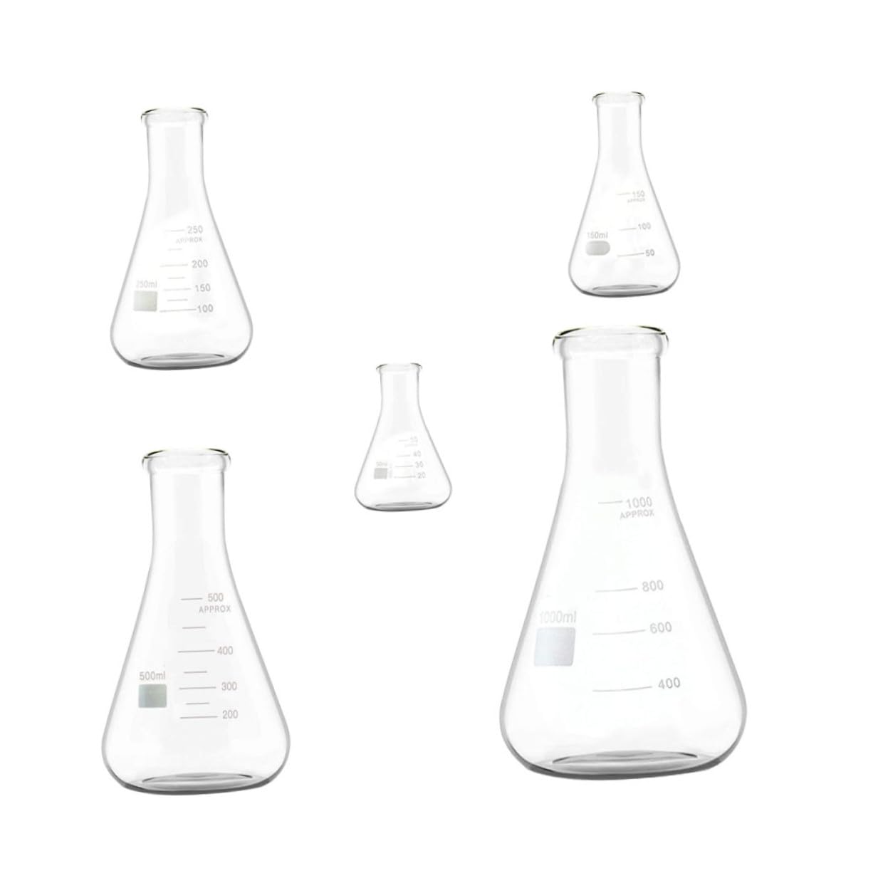 Matraccio Conico 5 Pezzi in Vetro, 50ml Fondo Piatto