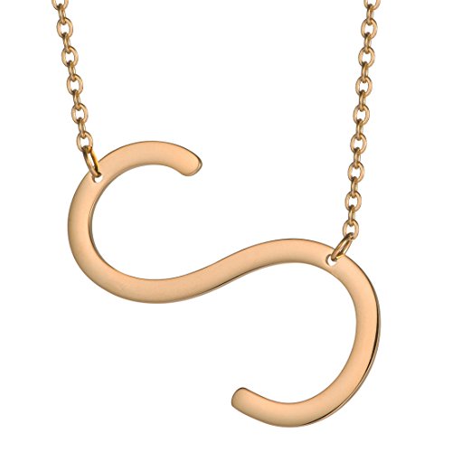 Big Initial S Necklaces Stainless Steel Jewelrys Name 18k Plated Color