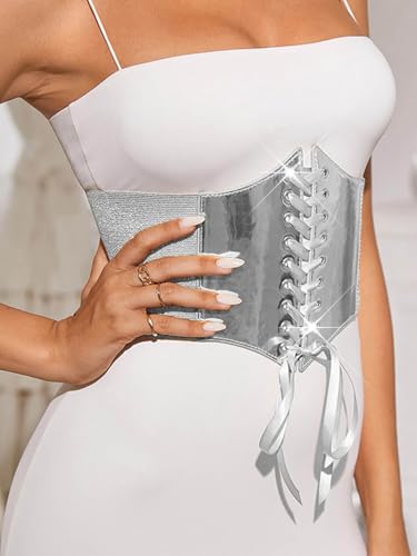 Urieo Stretchy Leather Corset Belt Elastic Black Waist Belts Wide Costume Waspie Belt for Women3