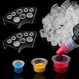 600pcs Tattoo Ink Caps with 2pcs Tattoo Ink Cups Holder - SML Mixed Size Tattoo Pigment Caps with Wide Cup Edge Ink Set Tattoo Supplies…