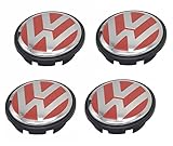 Lingyi Wheel Center Hub Caps 65mm Wheel Hub Cover Replacements Logo Badges Emblems for VW P/N:3B7 601 171, Red,4pcs