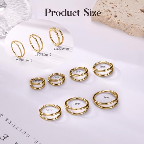 316L Surgical Steel Septum Clicker Ring Nose Ring Hoop Sleeper Hoop Earring Helix Rook Conch Cartilage Daith Tragus Earrings Lobe Nose Piercing Jewelry for Women2