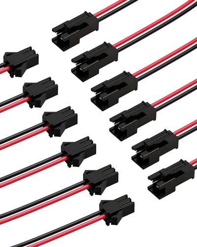 VANDESAIL JST SM Connector 40 Pack, SM 2Pin Jack Plug Male to Female Wire Connector Adapter Electrical Cable for LED Light Strip 20 Pairs 10CM (JST SM 2 Pin Connector)