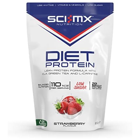 SCI-MX Diet Protein, High Protein, Low Sugar, Low Fat Lean Protein Formula Powder with Added CLA, Green Tea and L-Caritine - 800g - Strawberry Flavour - 26 Servings Cover
