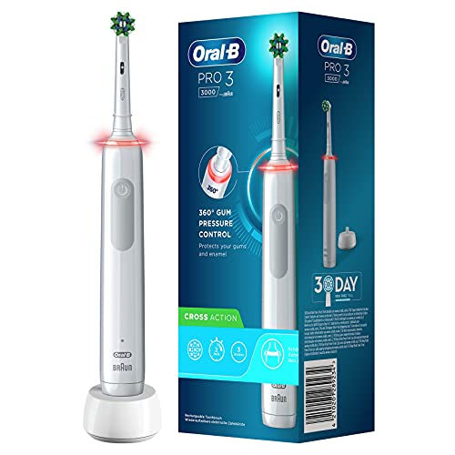 Oral-B Pro 3000 Brosse À Dents Électrique Rechargeable Avec 1 Manche Capteur De Pression Et 1...