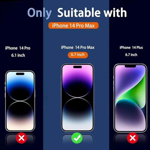 Image of Ferilinso Privacy Screen Protector for iPhone 14 Pro Max, Tempered Glass | 3 Pack, 9H+ Hardness, Military-Grade Shatterproof, Case Friendly, Easy Installation Bubble Free, with Camera Lens Protector