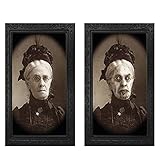 Halloween Scary Lenticular 3D Changing Face Moving Picture Frame Horror Portraits Haunted Spooky Party Favors for Adults Fall Decorations for Bathroom Office Decor Autumn Decorations Outdoor