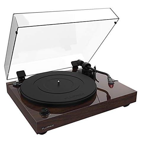 Fluance RT83 Reference High Fidelity Vinyl Turntable Record Player with Ortofon 2M Red Cartridge, Speed Control Motor, High Mass MDF Wood Plinth, Vibration Isolation Feet - Walnut Cover