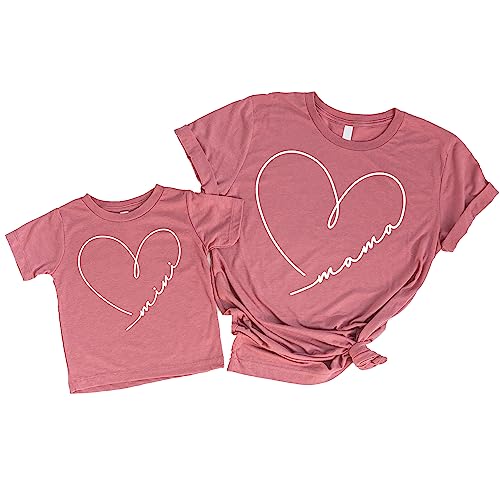 Olive Loves Apple Mommy & Me Matching Mama & Mini Doodle Heart Shirts & Bodysuits for Kids & Adults