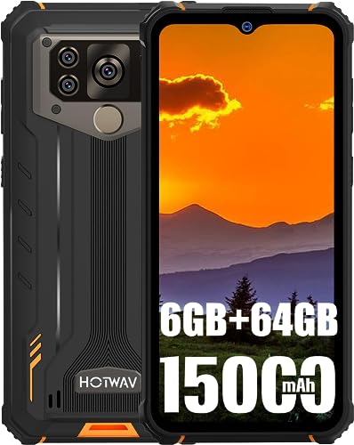 HOTWAV W10 Pro Móvil Resistente 2022, 6,53' HD+15000mAh batería Movil Irrompible,6GB+64GB(Extendido a 1TB),IP68 Teléfono Robusto Antigolpes Android 12, Cámara Gran Angular 8MP, Dual SIM/Face ID/OTG