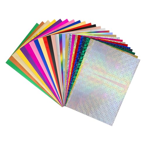 BAOFALI 100 Sheets 20x29cm Colors Hot Foil Paper Toner Reactive Foil Hot Stamping Foil Paper by Laser Printer and Laminator for Scrapbooking Craft Card Making DIY Album Decoration 25 Colors