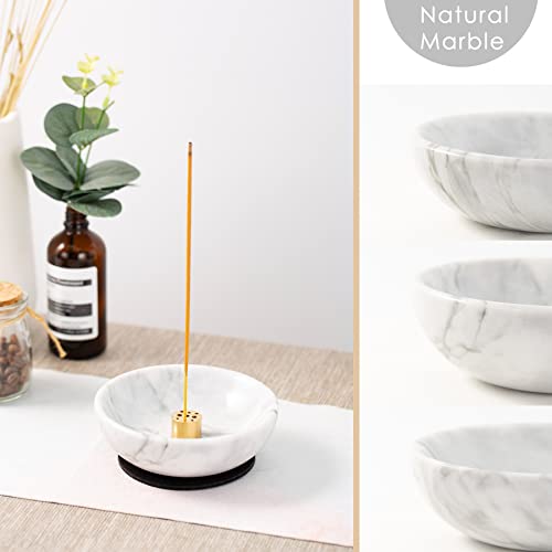 Fasolahome Incense Holder, Beautiful Natural Marble Incense Burner For Meditation, 9 Incense Holes Suitable For Most Incense Types, Easily Grab All Incense Ash (Light White Gray) #TOP3